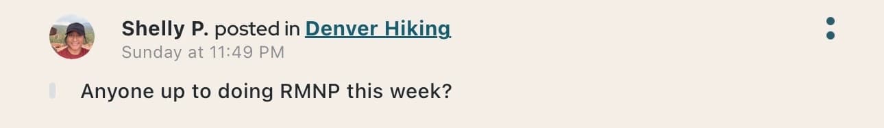 Shelly P. posting in Denver Hiking